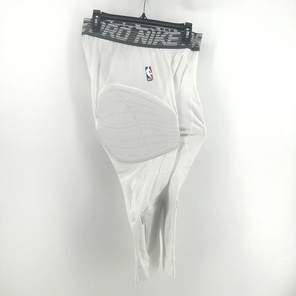 Nike Pro NBA Padded Tights Mens XL White Solid Compression Fit Modern 881963-100
